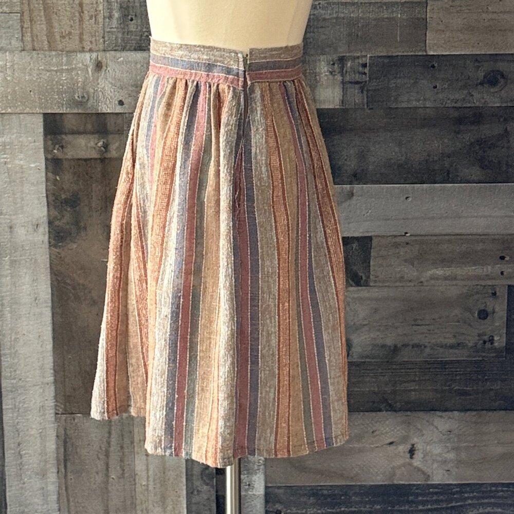 Vintage 70s chunky knit skirt small neutral earth tones stripes cottagecore - Picture 7 of 12